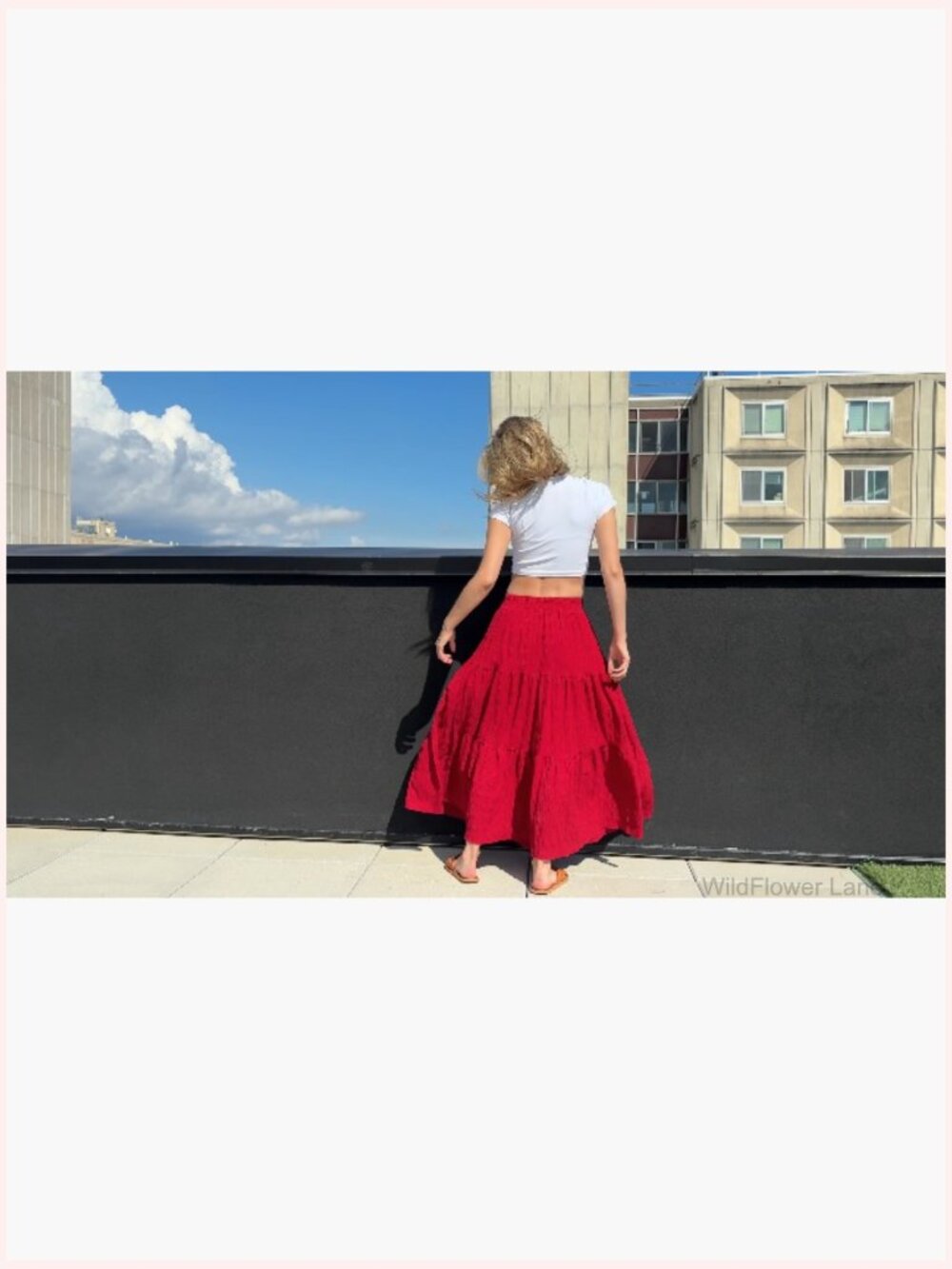 Tiered Maxi Skirt High Waisted A-Line Flowy Long with Pockets - Picture 7 of 7